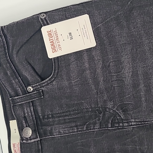NWT Signature Levi Strauss black faded denim jeans boys size 18 slim - Picture 3 of 10